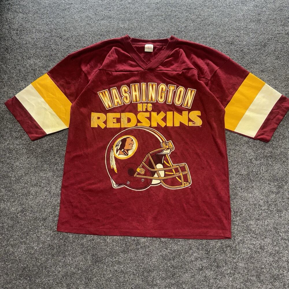Vintage Washington Redskins Jersey T-Shirt Single Stitch USA Size Large 80s 90s